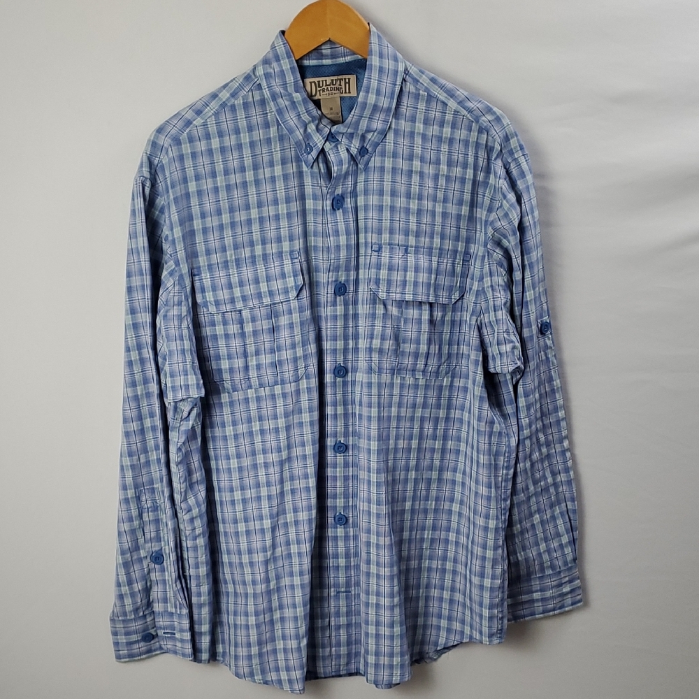 Duluth Men's Lightweight Blue Checkered Longsleeve Shirt Sz M, Fishing, Outdoors